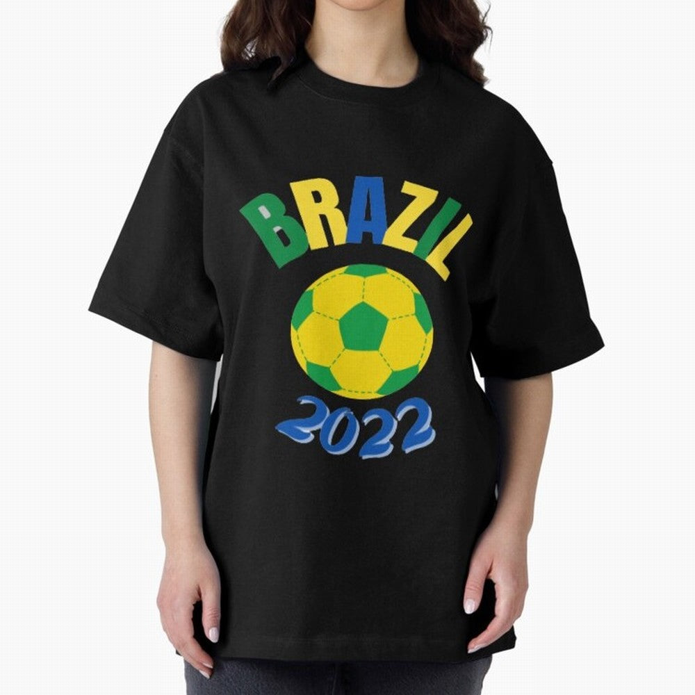 Brazil FIFA world cup 2022 T shirt Oversized T-Shirt Celebrate National Team Dreams in the FIFA World Cup 2026 Group Stage Journey through Messi, CR7 and Mbappe Highlights, Portugal, Spain and Germany Pride, Football History, Final Match Energy,