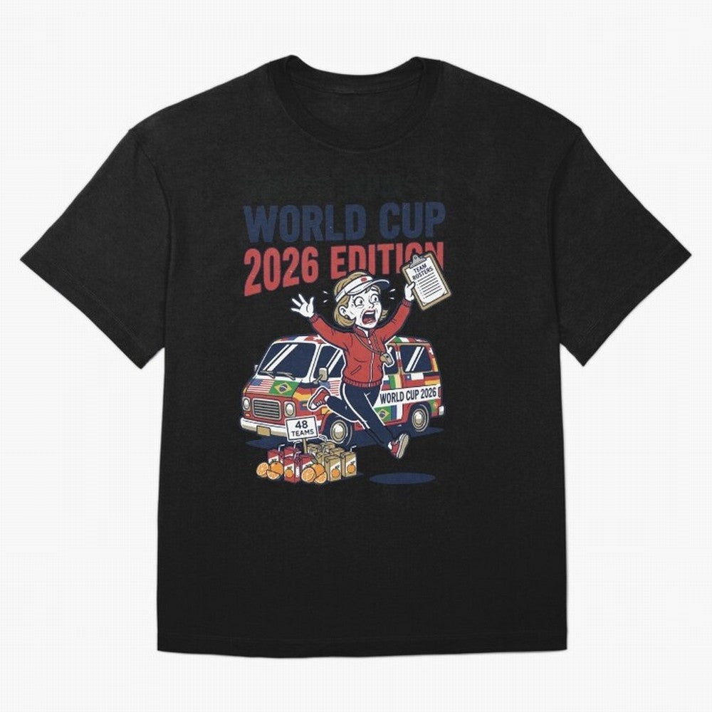 Soccer Mom ¡ª World Cup 2026 Edition V2 Oversized T-Shirt Make Your Look Match Global Football Passion for FIFA World Cup 2026, Featuring Neymar, Haaland and Cristiano Ronaldo, England, Vintage Soccer Flavor, Modern Football Stars, National Flags