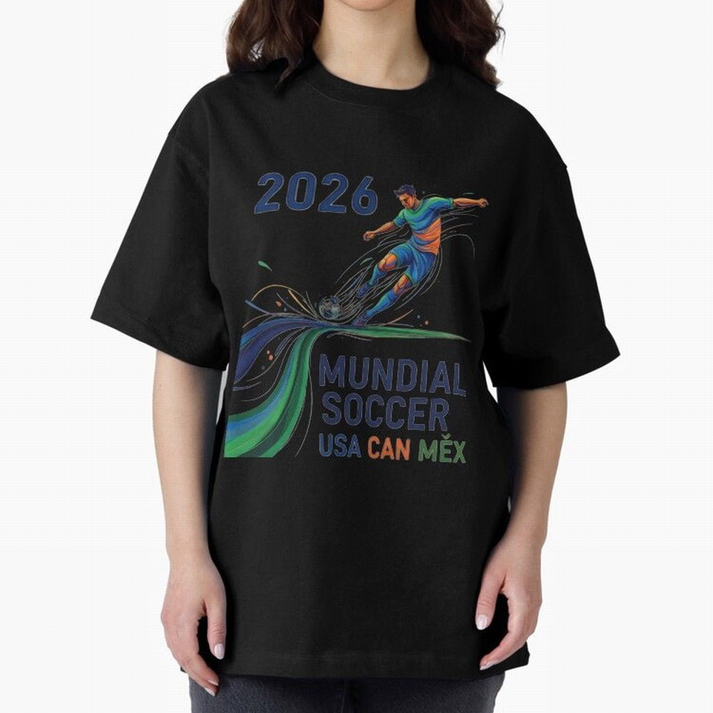 Triangular Goal Art 2026 Oversized T-Shirt Honor Champions and Dreams in FIFA World Cup 2026 USA Canada Mexico Built around Mbappe and Neymar, Germany Energy, Vintage Soccer Flavor, Modern Football Stars, National Flags and Final Night Emotion;