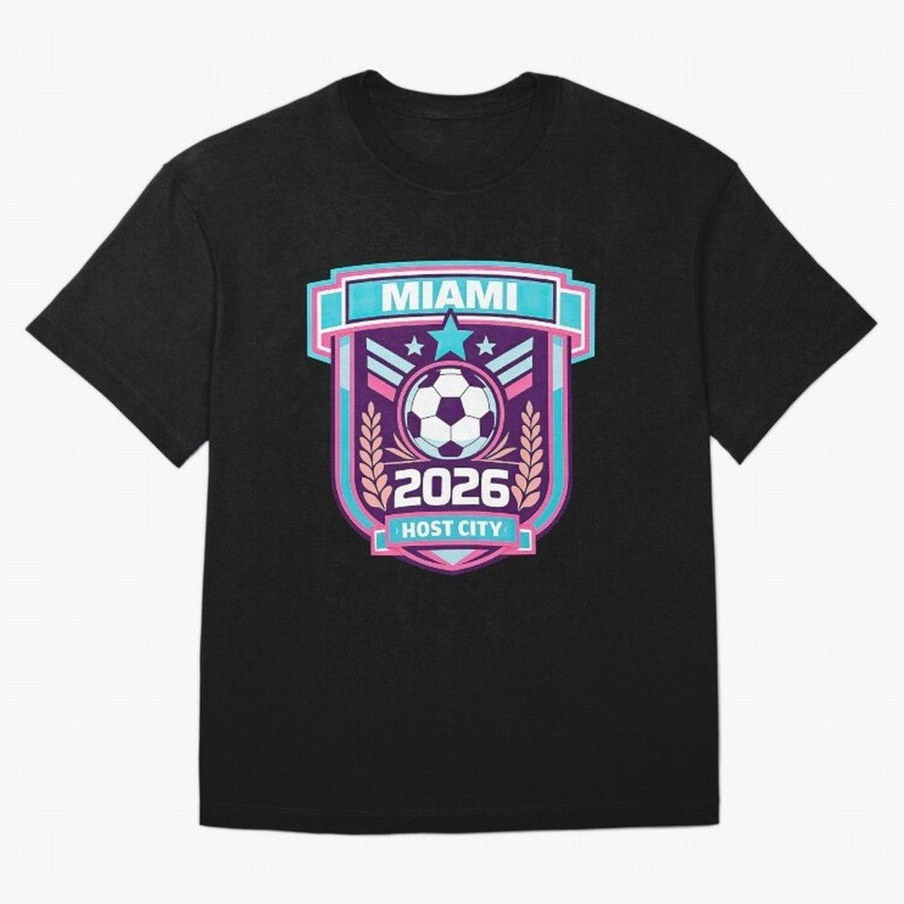 Miami 2026 Host City Emblem Welcoming the World Cup Oversized T-Shirt Back the Journey through Match Day Hype around FIFA World Cup 2026 Group Stage, Haaland and Mbappe, Germany, Global Supporter Spirit, Legendary Goals, National Colors and