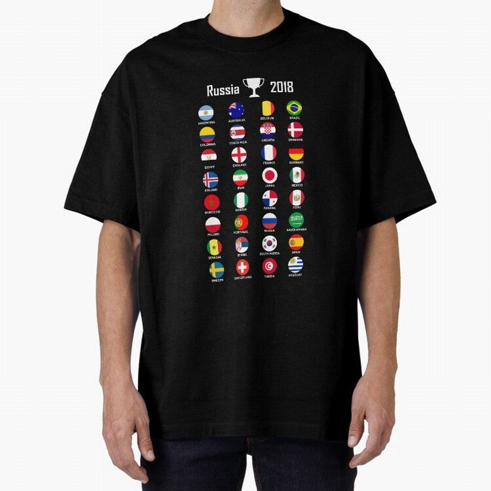 Russia 2018 Football Soccer Championship Oversized T-Shirt Enjoy the Biggest Football Party of FIFA World Cup 2026 Group Stage for Fans of Cristiano Ronaldo and Portugal, Spain and Germany, Bringing Worldwide Fan Energy, Dramatic Goals, Stadium