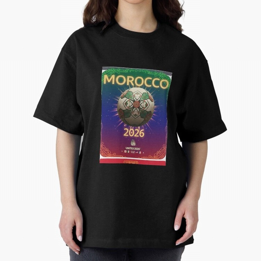 Morocco 2026 World Cup - Traditional Zellige Football Oversized T-Shirt Celebrate Rivalries and Pride in FIFA World Cup 2026 Group Stage for Fans of Haaland and Mbappe and Spain and Netherlands, Bringing Goal Celebration Energy, Supporter Heritage,