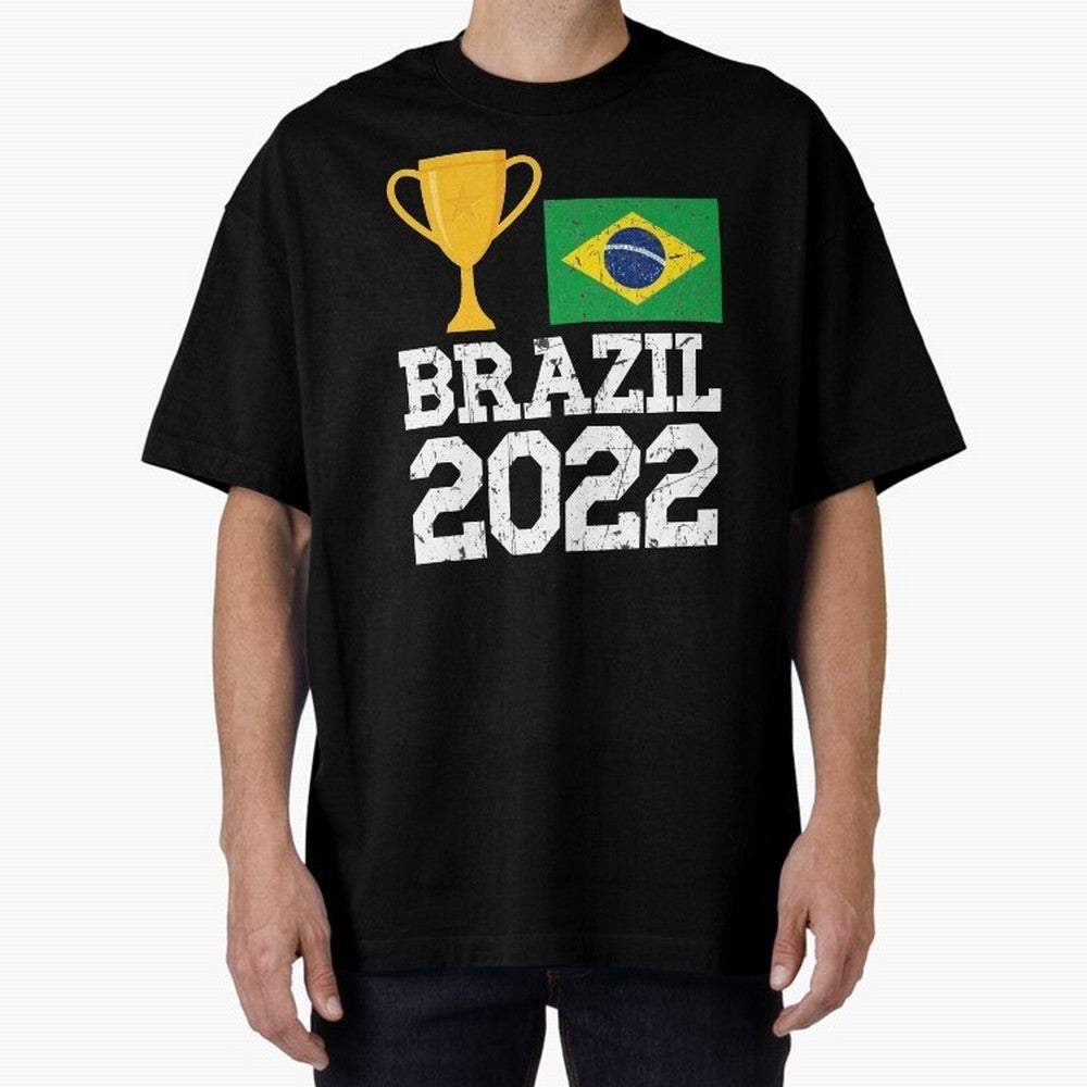 Brazil Soccer Team Fan Football Brazilian Flag 2022 T-Shirt - Brazil T shirt Soccer - Brazil Flag Vintage - Brazilian Oversized T-Shirt Represent Fans Who Live for FIFA World Cup 2026 USA Canada Mexico Inspired by Neymar, Haaland and Cristiano