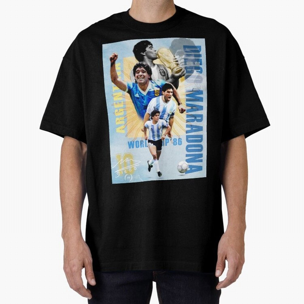 Diego Maradona Argentina Poster - Iconic World Cup Legend Art Print Oversized T-Shirt Get Ready for Global Football Passion for FIFA World Cup 2026 Group Stage, Highlighting Messi and Cristiano Ronaldo, Argentina, France and Brazil, Stadium Chants,