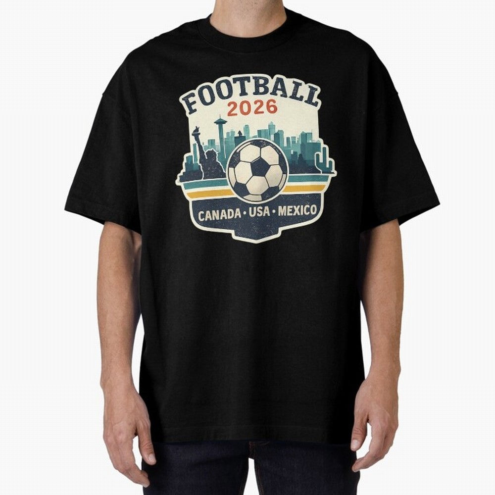 Football 2026 One World One Goal Oversized T-Shirt Mark FIFA World Cup 2026 Group Stage Inspired by Cristiano Ronaldo, Spain Energy, Soccer Culture, Superstar Moments, National Team Dreams and Competitive Fire; Ideal for Passionate Fans Who Love
