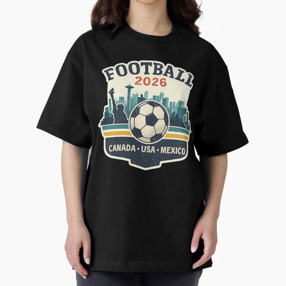 Football 2026 One World One Goal Oversized T-Shirt Mark FIFA World Cup 2026 Group Stage Inspired by Cristiano Ronaldo, Spain Energy, Soccer Culture, Superstar Moments, National Team Dreams and Competitive Fire; Ideal for Passionate Fans Who Love