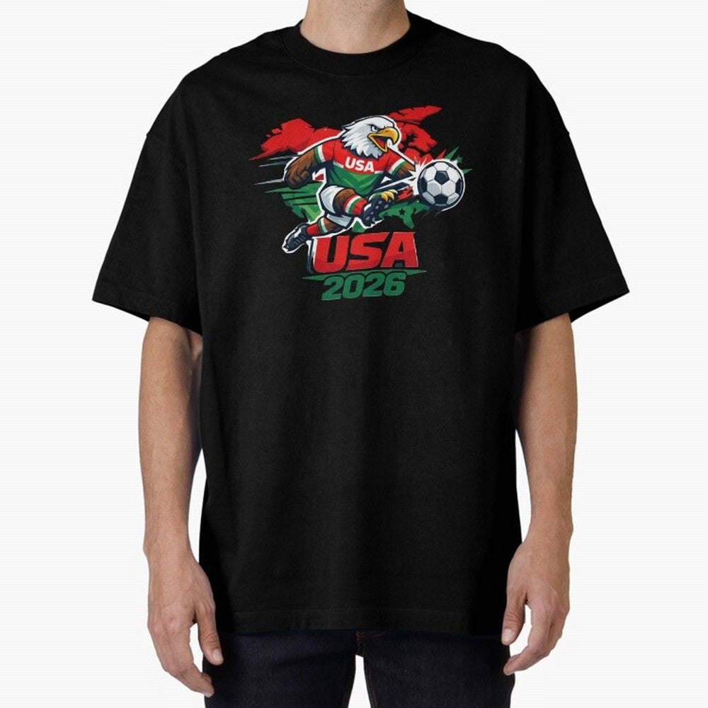 USA Canada Mexico Soccer Cup Oversized T-Shirt Celebrate National Team Dreams in Global Football Passion for FIFA World Cup 2026, Connected to Messi, Neymar and Mbappe, Portugal, Spain and Germany, Football Passion, Legendary Performances, Festival