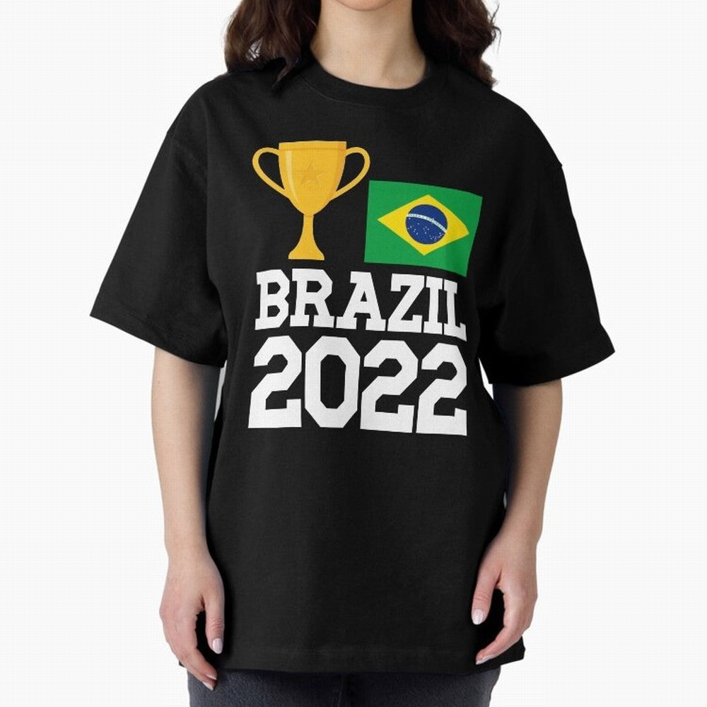 Brazil Soccer Team Fan Football Brazilian Flag 2022 T-Shirt - Brazil T shirt Soccer - Brazil Flag Vintage - Brazilian Oversized T-Shirt Experience the Global Stage of FIFA World Cup 2026 Group Stage Driven by Messi and Cristiano Ronaldo, France and