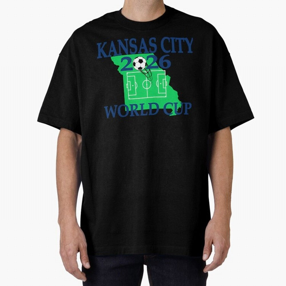 Kansas City 2026 world cup Oversized T-Shirt Turn Football Passion into Global Football Passion for FIFA World Cup 2026 USA Canada Mexico, Highlighting Messi, CR7 and Mbappe, Brazil, Portugal and Argentina, Vintage Soccer Flavor, Modern Football