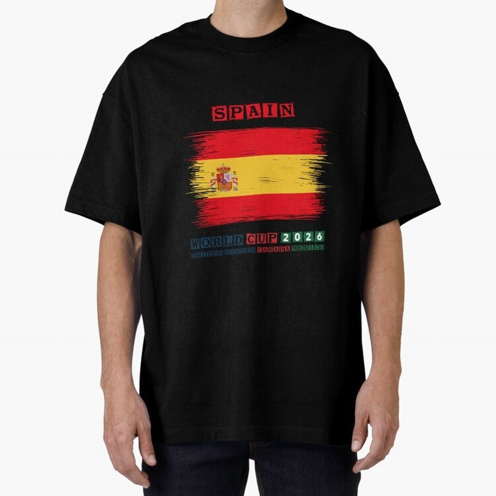 SPAIN WORLD CUP 2026 Oversized T-Shirt Represent the Passion of the FIFA World Cup 2026 USA Canada Mexico Journey through Messi, CR7 and Mbappe Highlights, Portugal Pride, Retro Football Energy, Iconic Rivalries, Trophy Chase Drama and Stadium