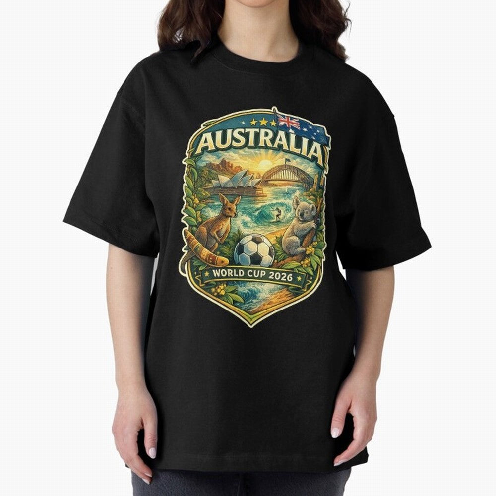 Australia FIFA World Cup 2026 Sydney Opera House Outback Kangaroo Coast Oversized T-Shirt Follow the Road to Match Day Hype around FIFA World Cup 2026 USA Canada Mexico, CR7 and Messi, Netherlands, Sports Nostalgia, International Competition,