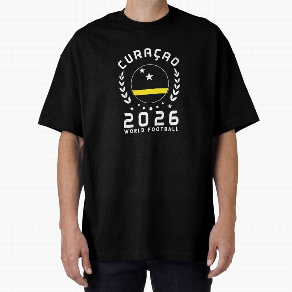 World Cup 2026 Curacao Football Fan Curacaoan Supporter T-Shirt_85310550 Oversized T-Shirt Bring FIFA World Cup 2026 USA Canada Mexico for Fans of CR7 and Messi and Argentina, Bringing Championship Spirit, Famous Goals, Roaring Crowds and