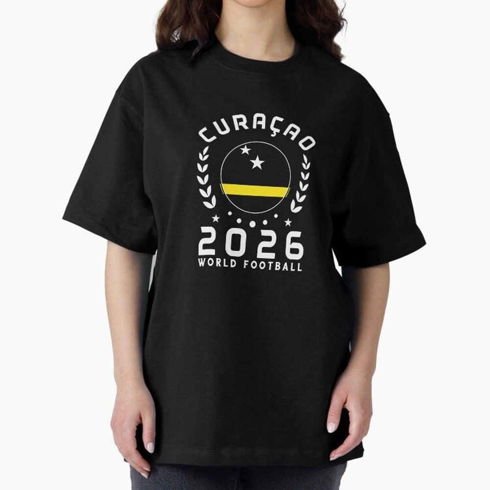 World Cup 2026 Curacao Football Fan Curacaoan Supporter T-Shirt_85310550 Oversized T-Shirt Bring FIFA World Cup 2026 USA Canada Mexico for Fans of CR7 and Messi and Argentina, Bringing Championship Spirit, Famous Goals, Roaring Crowds and