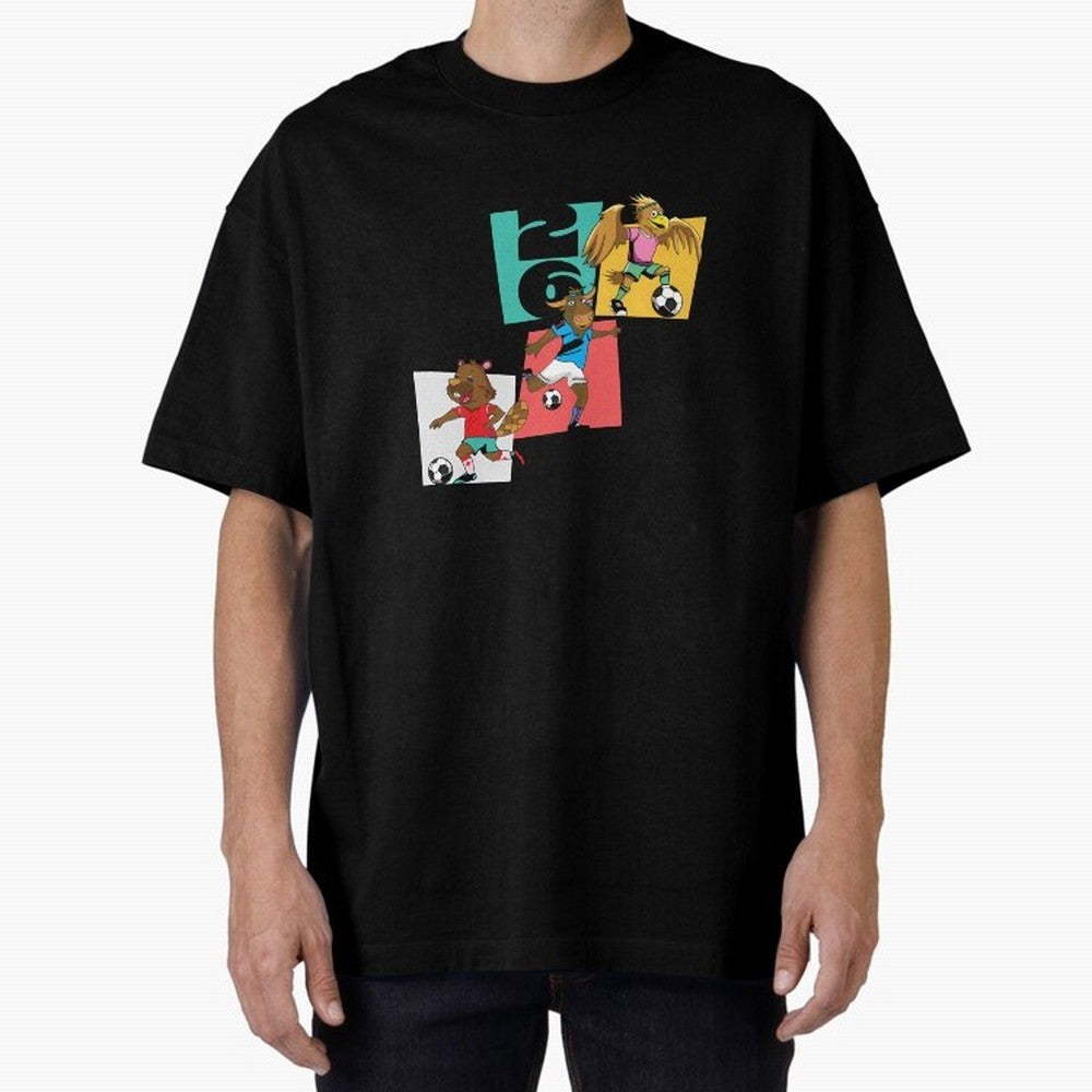 North America Mascots 2 T-Shirt_83568192 Oversized T-Shirt Bring Global Tournament Vibes to Match Day Hype around FIFA World Cup 2026 Group Stage, Cristiano Ronaldo, Haaland and CR7, Argentina, Sports Nostalgia, International Competition, Famous