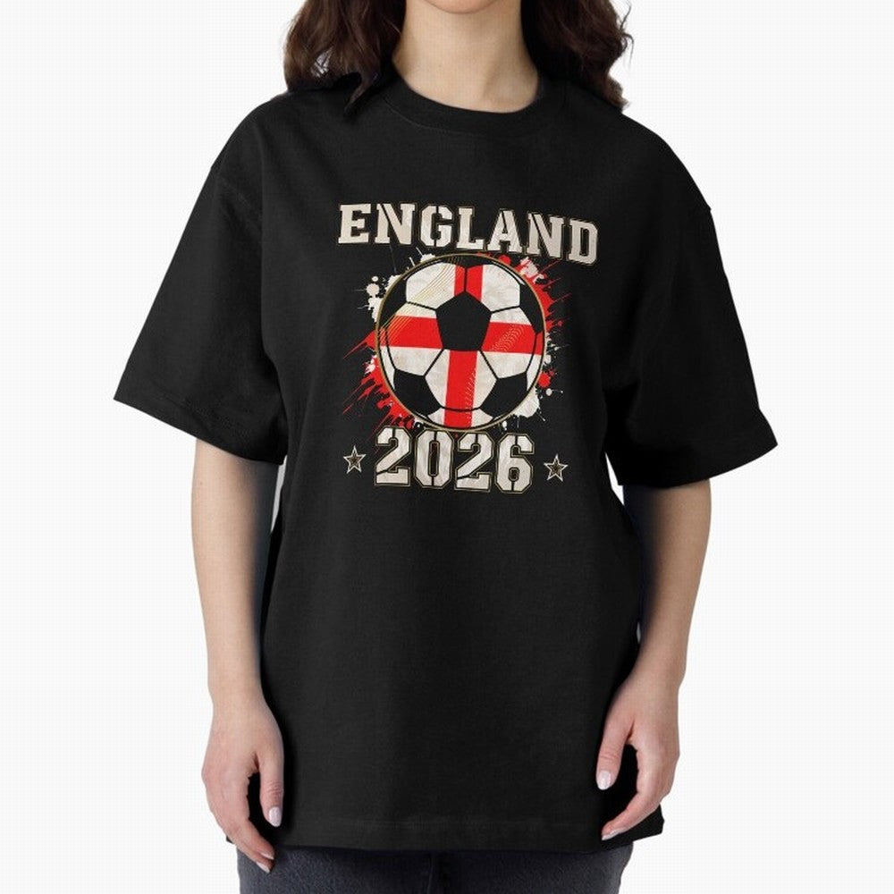 Front Print England Soccer World Cup 2026 - English Fan Gift T-Shirt_84562392 Oversized T-Shirt Celebrate Soccer Greatness during Global Football Passion for FIFA World Cup 2026 Group Stage, Centered on CR7, Argentina, Fan Favorite Moments,