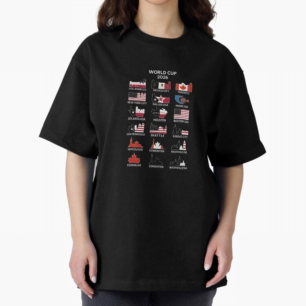 World Cup 2026 Host Cities T-Shirt_84292126 Oversized T-Shirt Represent the Passion of FIFA World Cup 2026 Group Stage with Messi, Neymar and Mbappe, Spain Energy, Match Day Excitement, Supporter Culture, Golden Goals and Global Football Passion;