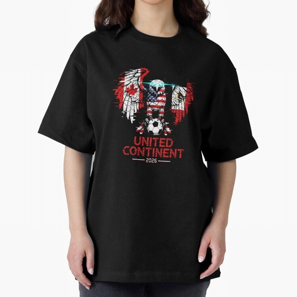Glitched North America Eagle World Cup Soccer 2026 T-Shirt_83958408 Oversized T-Shirt Bring a Champion Mindset to FIFA World Cup 2026 Group Stage Filled with Messi, Neymar and Mbappe, Germany Energy, Stadium Memories, Football Loyalty,