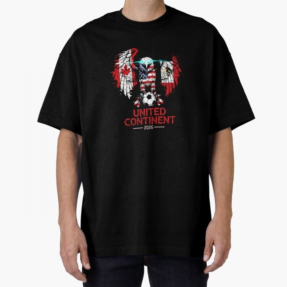 Glitched North America Eagle World Cup Soccer 2026 T-Shirt_83958408 Oversized T-Shirt Bring a Champion Mindset to FIFA World Cup 2026 Group Stage Filled with Messi, Neymar and Mbappe, Germany Energy, Stadium Memories, Football Loyalty,