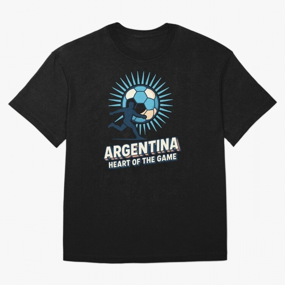 Argentina Heart of the Game ¨C Retro Soccer Fan Design Oversized T-Shirt Elevate FIFA World Cup 2026 Group Stage for Fans of Neymar, Haaland and Cristiano Ronaldo and Germany, Bringing Match Day Excitement, Supporter Culture, Golden Goals and