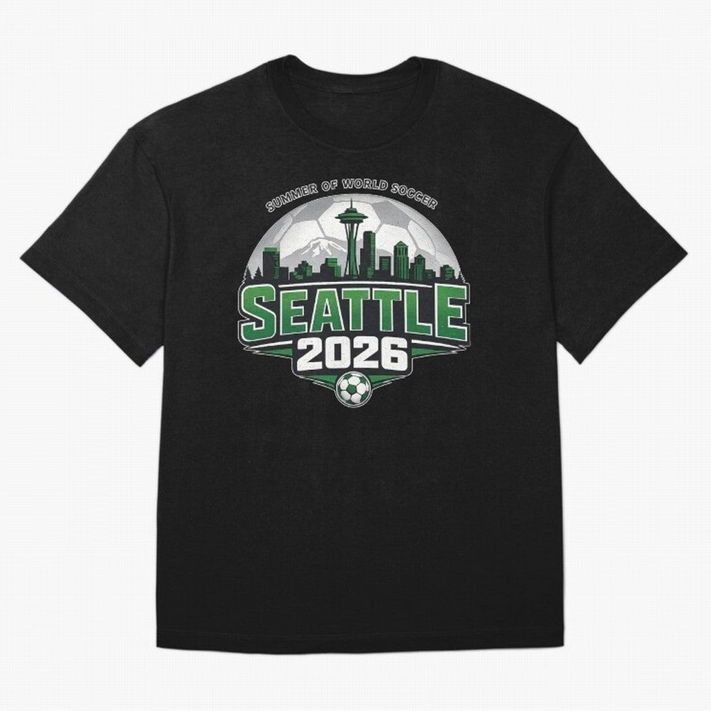 World Soccer Tournament Cup 2026 Seattle Oversized T-Shirt Relive Legendary Nights from the FIFA World Cup 2026 USA Canada Mexico Journey through Messi Highlights, Brazil Pride, Match Day Excitement, Supporter Culture, Golden Goals and Global