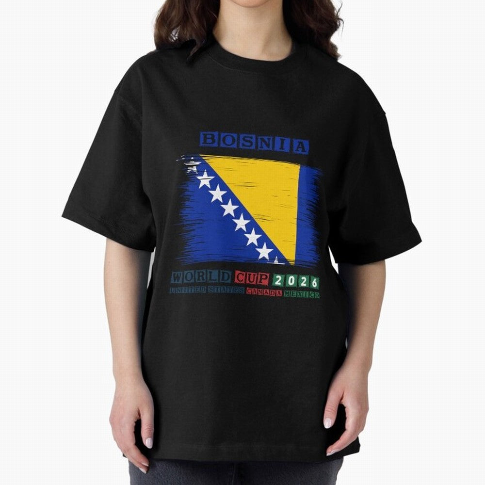 BOSNIA WORLD CUP 2026 Oversized T-Shirt Bring Home FIFA World Cup 2026 for Fans of Mbappe and Neymar and Brazil, Portugal and Argentina, Bringing Soccer Culture, Superstar Moments, National Team Dreams and Competitive Fire; Ideal for Fans Who
