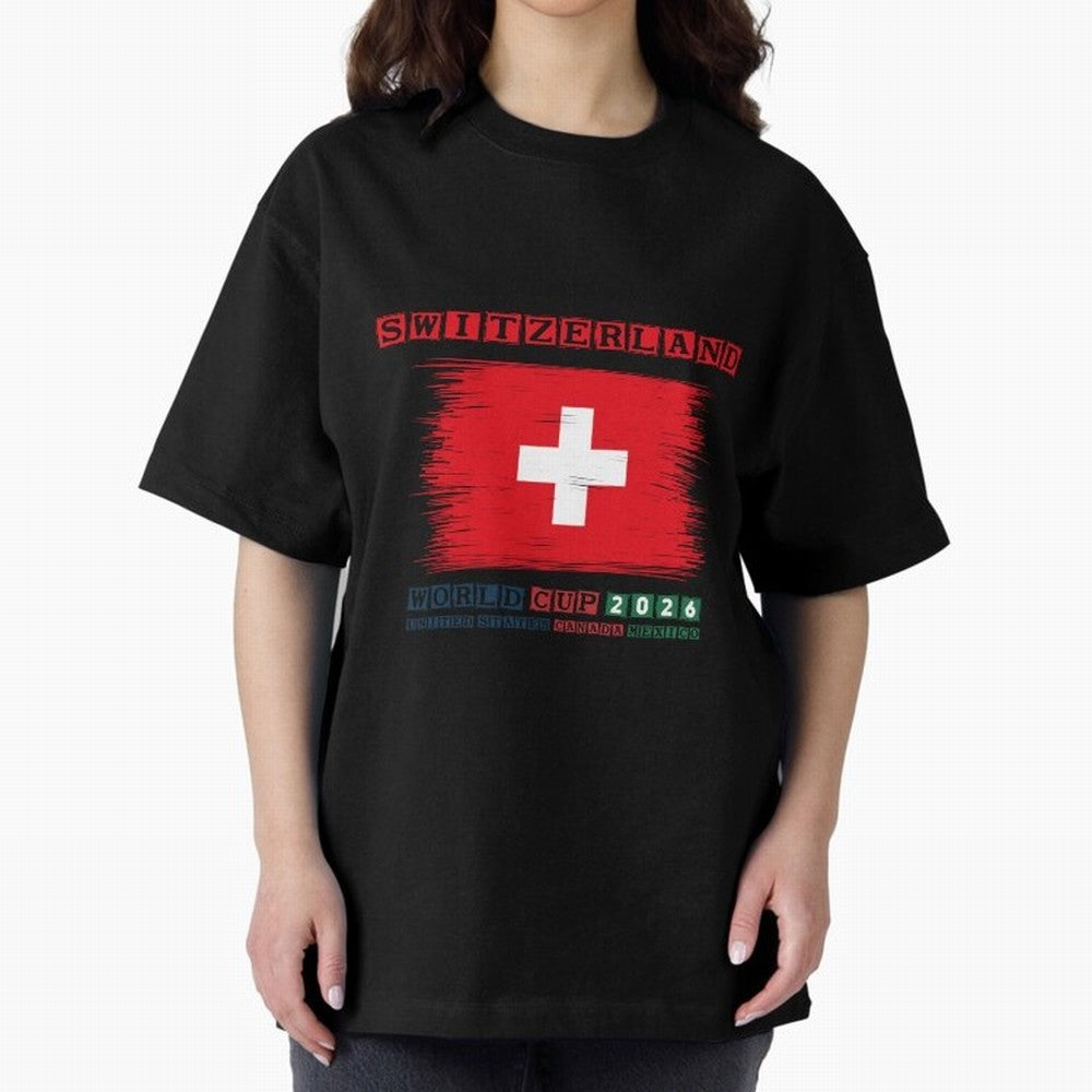 SWETZERLAND WORLD CUP 2026 Oversized T-Shirt Show Your Stadium Side during Match Day Hype around FIFA World Cup 2026, Messi and Cristiano Ronaldo, Argentina, Football History, Final Match Energy, Crowd Noise and Once in a Lifetime Moments; Great