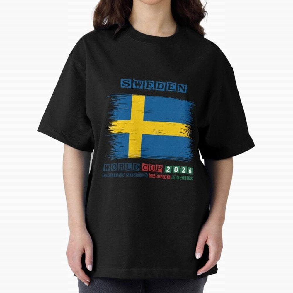SWEDEN WORLD CUP 2026 Oversized T-Shirt Feel Global Football Passion for FIFA World Cup 2026, Driven by Haaland, Brazil, Football Passion, Legendary Performances, Festival Vibes and Supporter Community; Ideal for Football Dads, Football Moms,