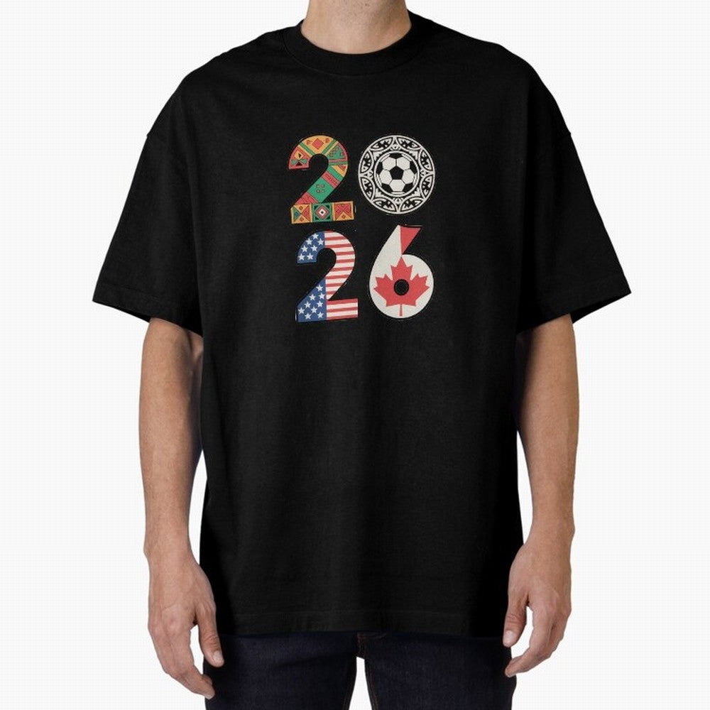 2026 Football Countries Design ¨C USA, Canada & Mexico Inspired Art Oversized T-Shirt Make Memories around the FIFA World Cup 2026 Group Stage Journey through Messi, Neymar and Mbappe Highlights, Brazil Pride, Fan Favorite Moments, National Team