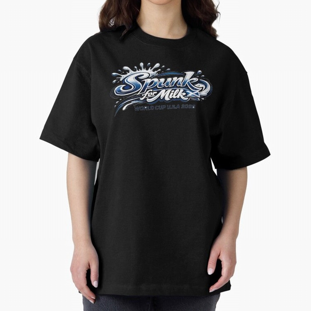 Spunk for Milk Oversized T-Shirt Make Every Kick Count in FIFA World Cup 2026 USA Canada Mexico for Fans of Neymar, Haaland and Cristiano Ronaldo and Portugal, Bringing Fan Favorite Moments, National Team Passion, Big Match Drama and Soccer