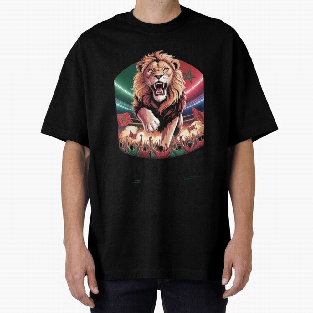 Morocco Football - One Nation, One Roar Oversized T-Shirt Represent Football Lovers during the FIFA World Cup 2026 Group Stage Journey through Messi Highlights, Argentina and Brazil Pride, Global Supporter Spirit, Legendary Goals, National Colors