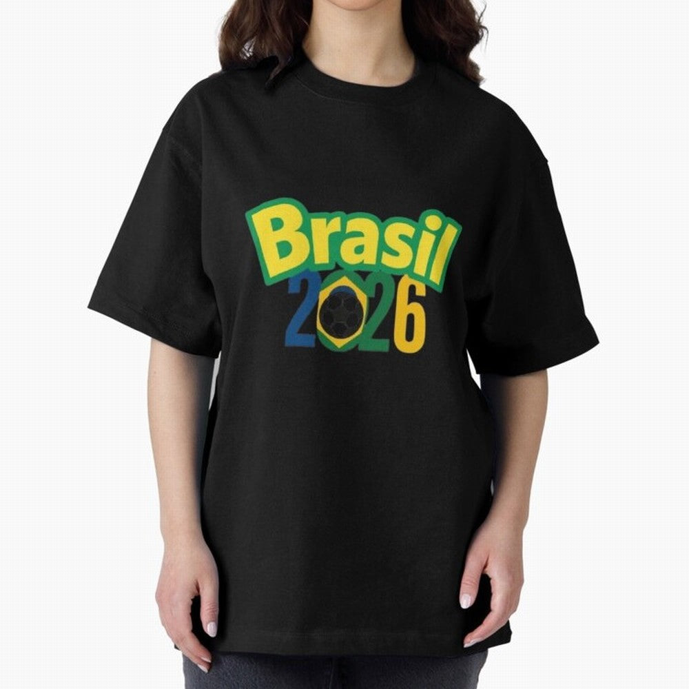 Brasil 2026 Football Mission - Road to Next World Cup T-Shirt Oversized T-Shirt Celebrate the Magic of the FIFA World Cup 2026 Group Stage Journey through Messi, CR7 and Mbappe Highlights, Brazil, Portugal and Argentina Pride, Football History,