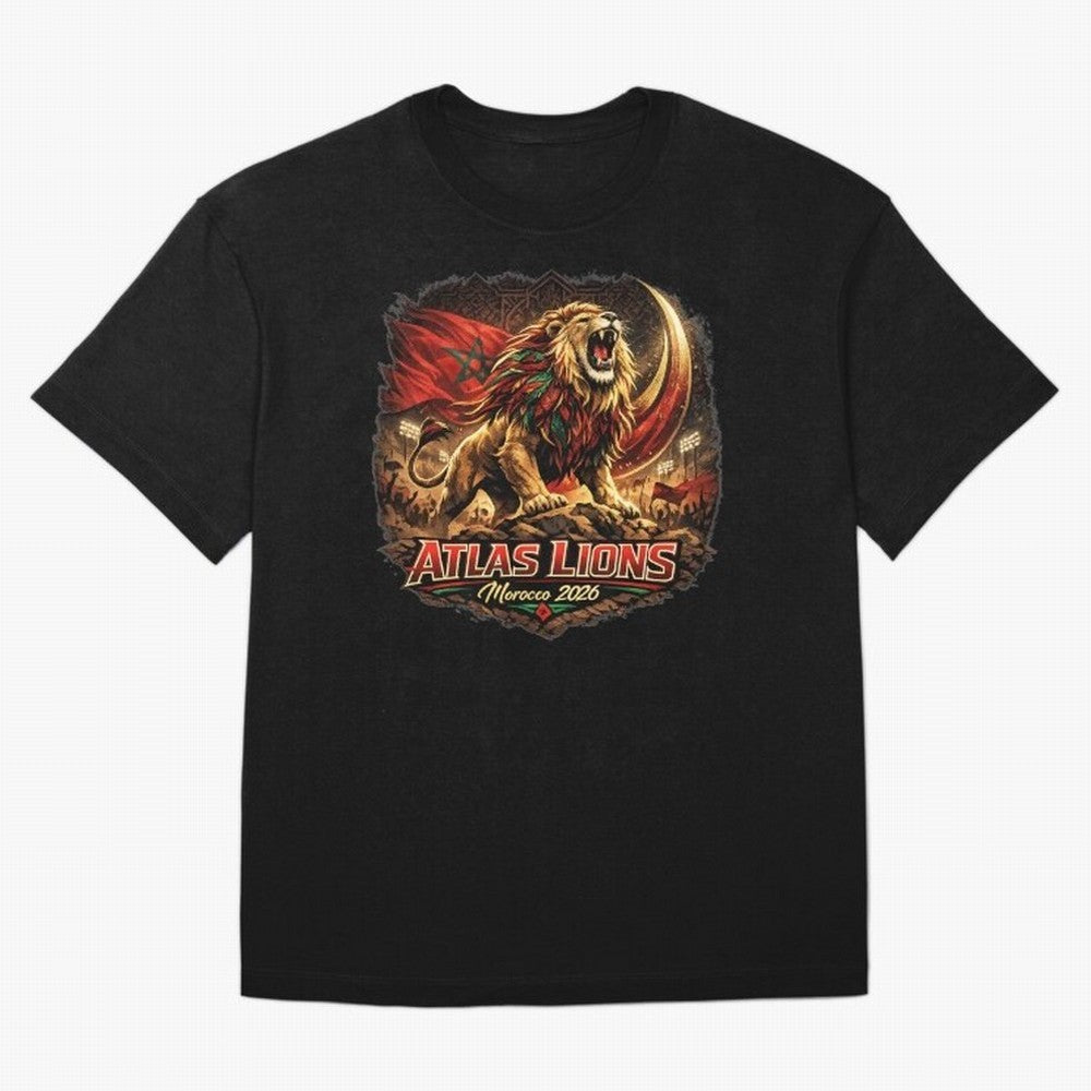 Morocco Football Fan - Atlas Lions Oversized T-Shirt Relive the FIFA World Cup 2026 USA Canada Mexico Journey through Cristiano Ronaldo, Haaland and CR7 Highlights, England and Germany Pride, Vintage Soccer Flavor, Modern Football Stars, National