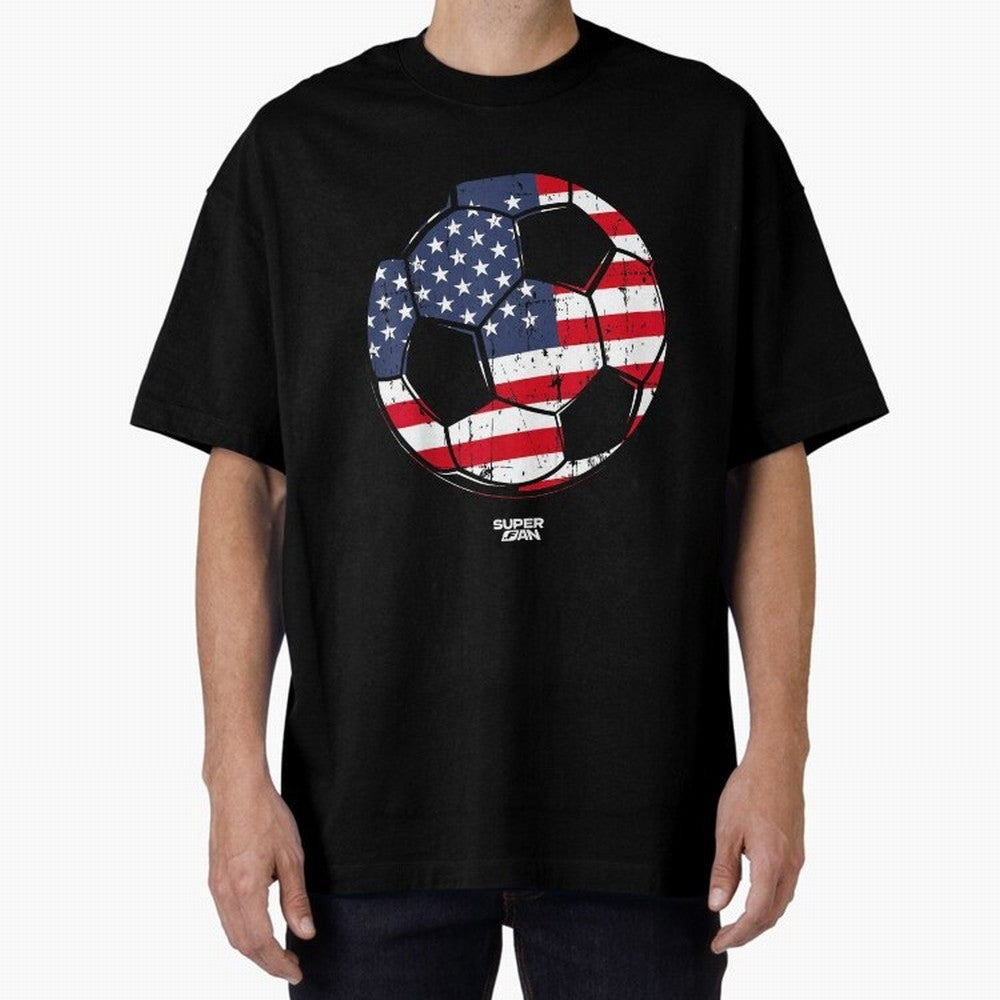 2026 USA Soccer Fan World Cup Oversized T-Shirt Refresh FIFA World Cup 2026 USA Canada Mexico Spirit, Celebrating Brazil, Messi, Vintage Soccer Flavor, Modern Football Stars, National Flags and Final Night Emotion; Perfect for Fans, Collectors,