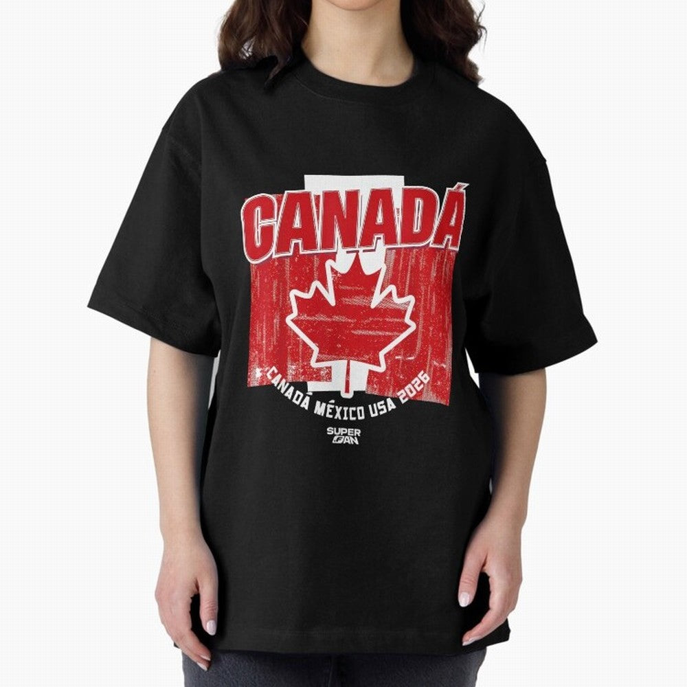 2026 Canada Soccer Fan World Cup Oversized T-Shirt Bring Bold Fan Energy to Global Football Passion for FIFA World Cup 2026 USA Canada Mexico, Featuring Messi, CR7 and Mbappe, Argentina, France and Brazil, Football Festival Excitement, Trophy
