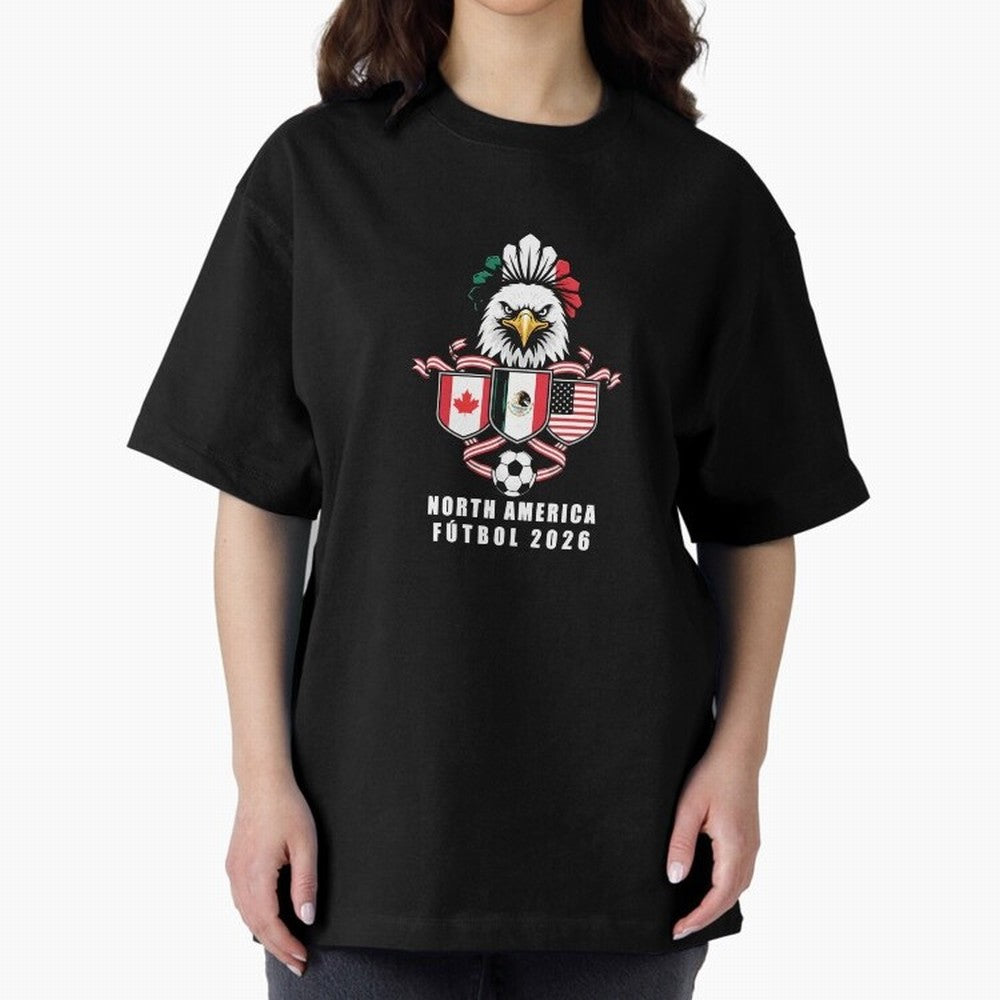 North America Football Spirit 2026 T-Shirt_82768088 Oversized T-Shirt Step into FIFA World Cup 2026 Group Stage Driven by Messi, Neymar and Mbappe, England, France and Netherlands Energy, Football Festival Excitement, Trophy Ambitions, Country