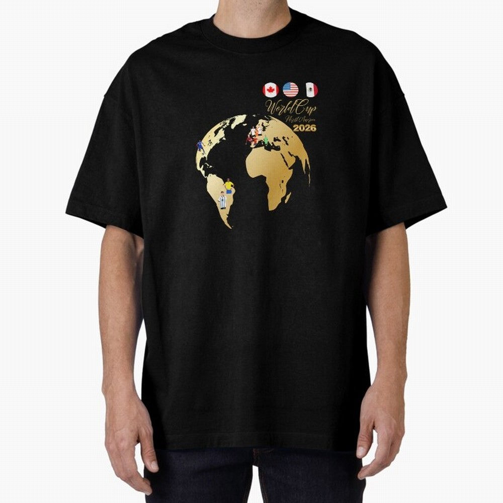 World Cup 2026 T-Shirt_70890629 Oversized T-Shirt Bring World Football Passion into Global Football Passion for FIFA World Cup 2026 Group Stage, Capturing Haaland and Mbappe, Argentina and Brazil, Football Festival Excitement, Trophy Ambitions,