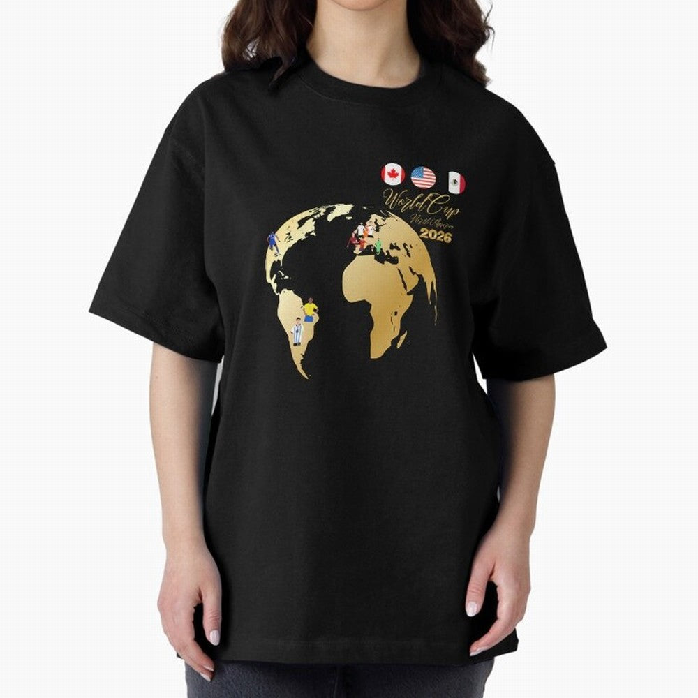 World Cup 2026 T-Shirt_70890629 Oversized T-Shirt Bring World Football Passion into Global Football Passion for FIFA World Cup 2026 Group Stage, Capturing Haaland and Mbappe, Argentina and Brazil, Football Festival Excitement, Trophy Ambitions,