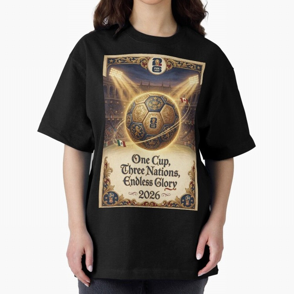 FIFA World Cup 2026 Poster Oversized T-Shirt Capture FIFA World Cup 2026 for Fans of Neymar and Argentina and Brazil, Bringing Worldwide Fan Energy, Dramatic Goals, Stadium Lights and Championship Celebrations; Perfect for Supporters Who Want Bold