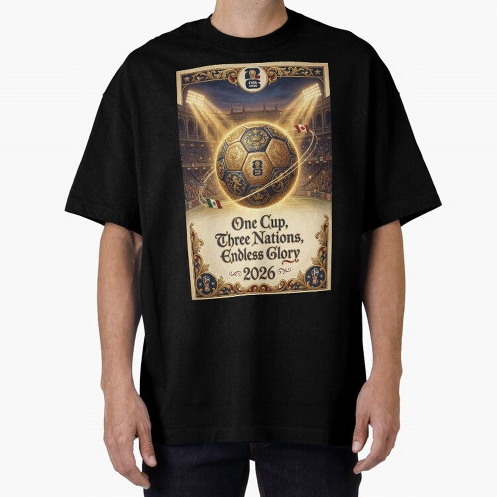 FIFA World Cup 2026 Poster Oversized T-Shirt Capture FIFA World Cup 2026 for Fans of Neymar and Argentina and Brazil, Bringing Worldwide Fan Energy, Dramatic Goals, Stadium Lights and Championship Celebrations; Perfect for Supporters Who Want Bold