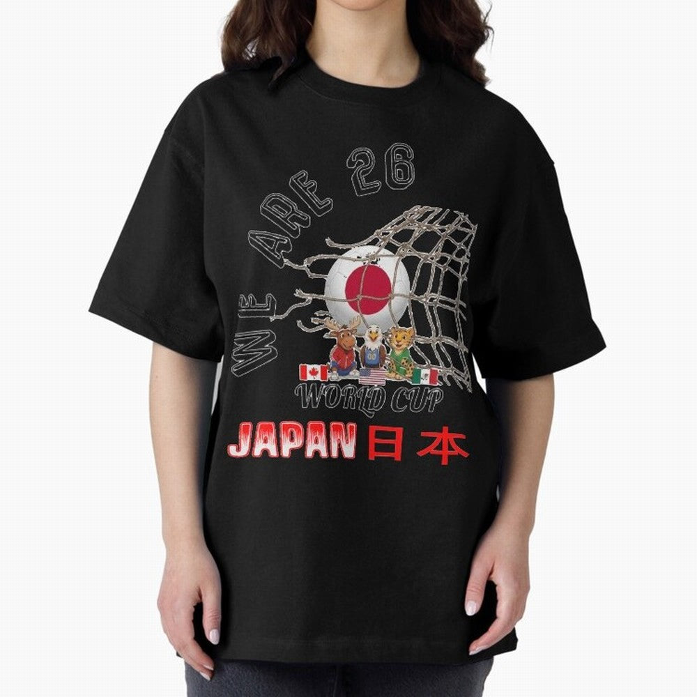 World cup 26 - Japan Oversized T-Shirt Feel International Energy from Global Football Passion for FIFA World Cup 2026, Highlighting Messi, Neymar and Mbappe, Brazil, Portugal and Argentina, Football Festival Excitement, Trophy Ambitions, Country