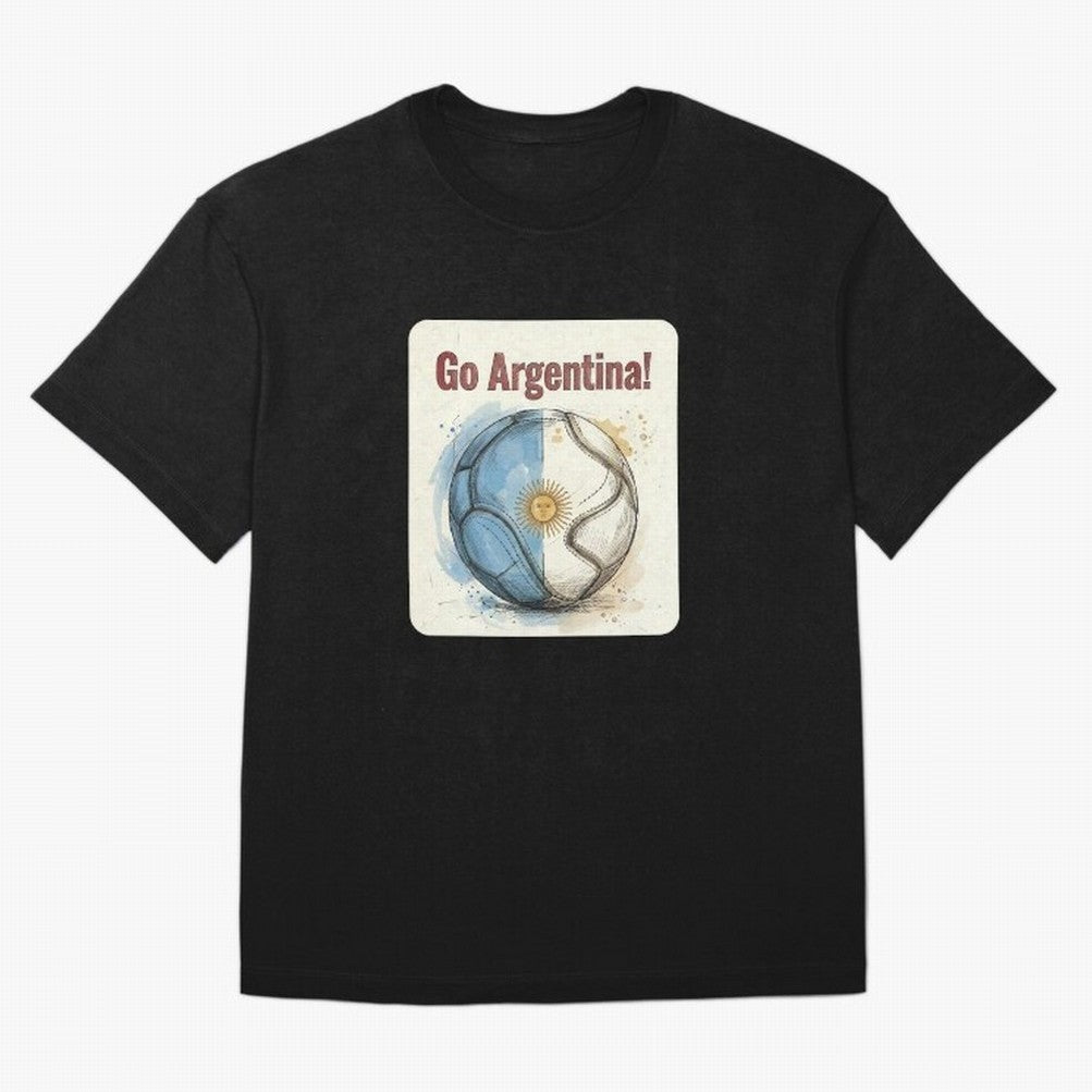 Go Argentina Soccer Ball Flag | Argentinian Football Fan Graphic Tee Oversized T-Shirt Follow the Final Road of Match Day Hype around FIFA World Cup 2026, Cristiano Ronaldo, Haaland and CR7, Netherlands, Sports Nostalgia, International Competition,