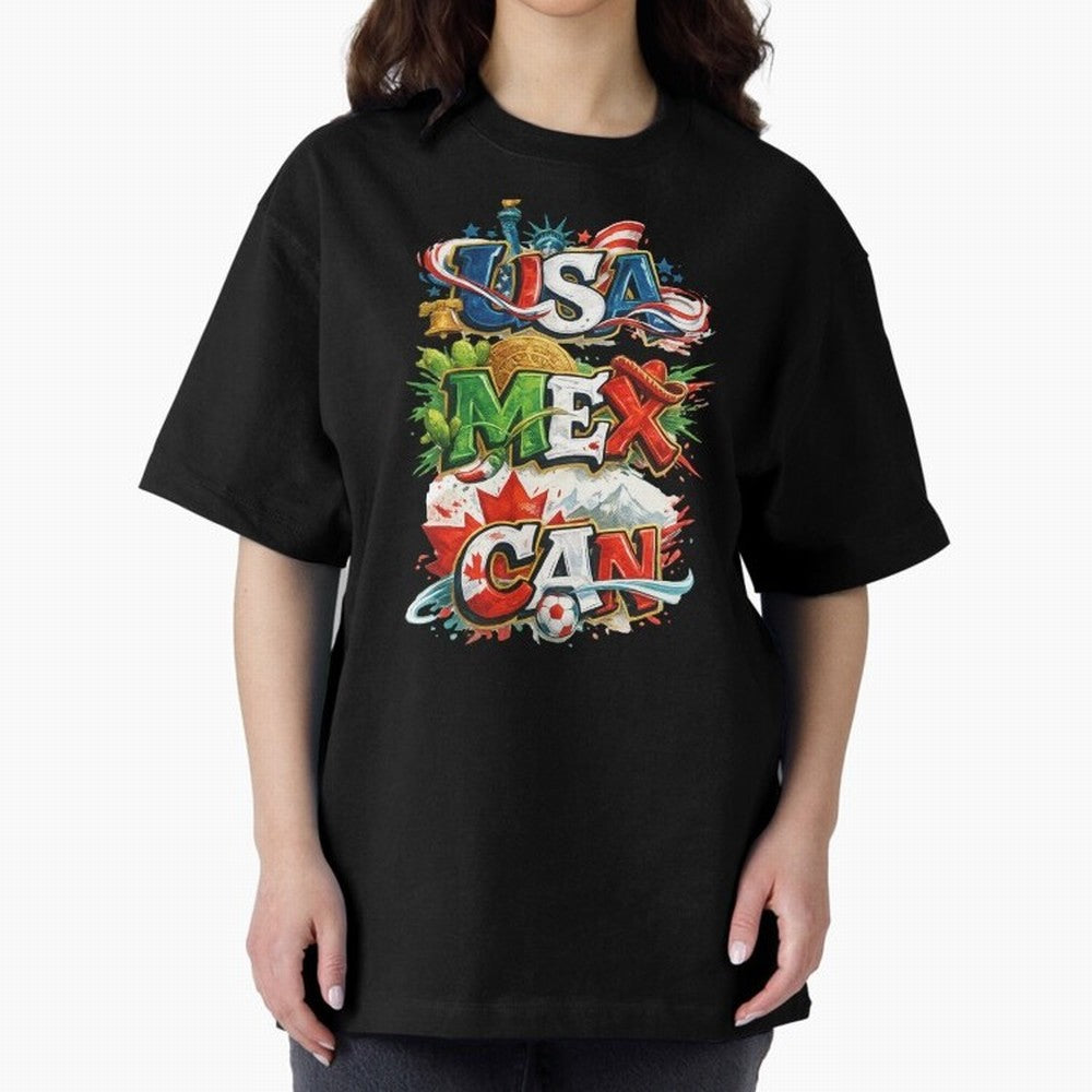 World Cup 2026 USA Canada Mexico Oversized T-Shirt Bring Trophy Dreams to the FIFA World Cup 2026 USA Canada Mexico Journey through Mbappe Highlights, England Pride, Soccer Culture, Superstar Moments, National Team Dreams and Competitive Fire;