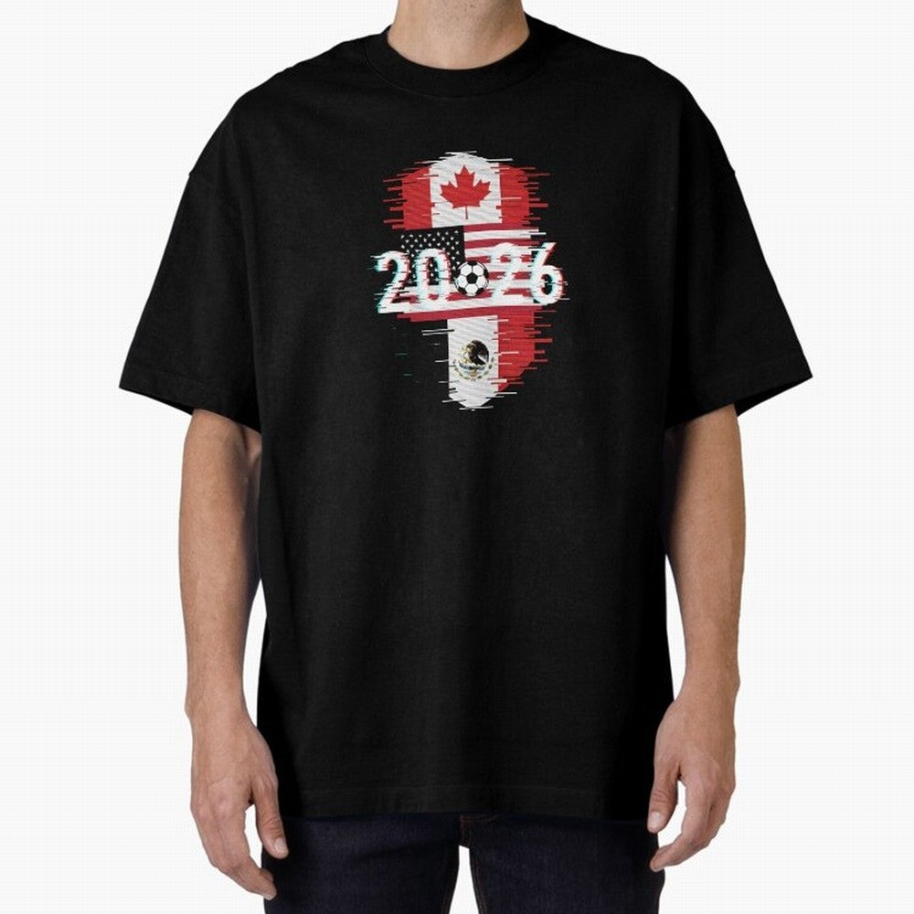 Glitched United 2026 - North America Emblem Cup T-Shirt_82794505 Oversized T-Shirt Keep the Match Day Mood of FIFA World Cup 2026 Group Stage for Fans of Haaland and Portugal, Spain and Germany, Bringing Football Festival Excitement, Trophy