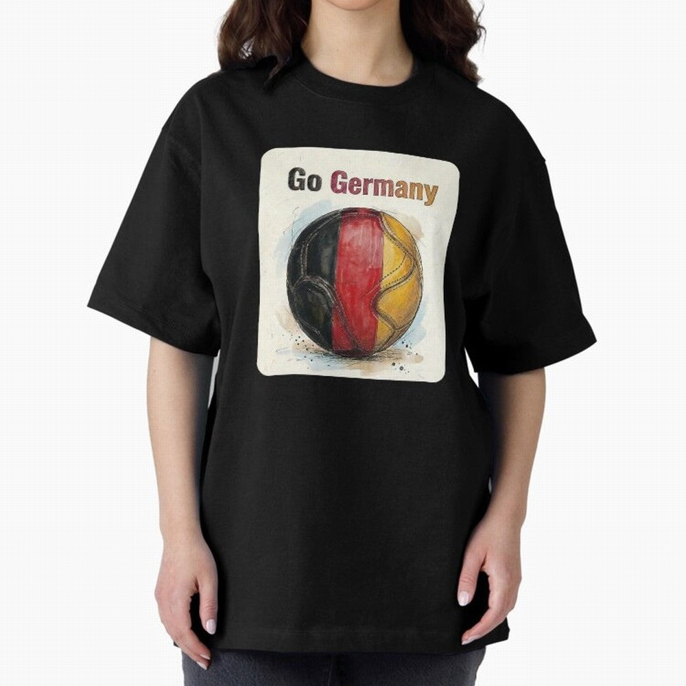 Go Germany Soccer Ball Flag | German Football Fan Graphic Tee Oversized T-Shirt Bring Global Football Passion for FIFA World Cup 2026, Made for Haaland, Argentina and Brazil, Stadium Chants, National Pride, Trophy Dreams and Unforgettable Football
