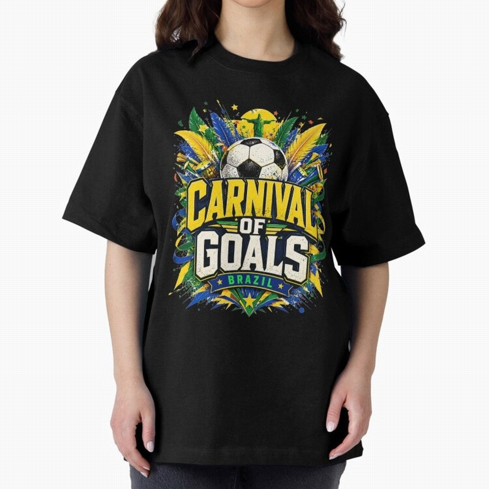 Carnival of Goals Brazil World Cup 2026 tshirt Oversized T-Shirt Carry National Pride through FIFA World Cup 2026 USA Canada Mexico Spirit, Driven by Spain, Neymar, Haaland and Cristiano Ronaldo, Stadium Memories, Football Loyalty, International