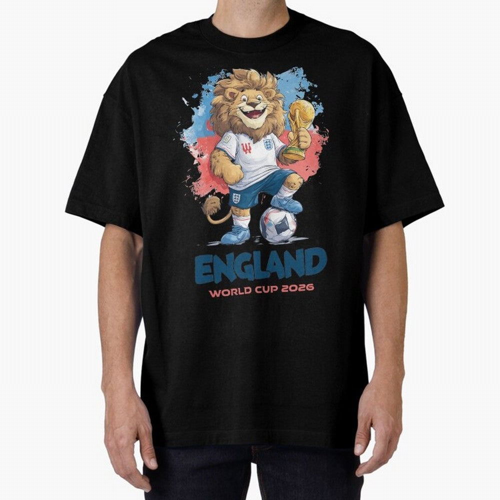 England - World Cup 2026 Oversized T-Shirt Keep Football History Alive during Match Day Hype around FIFA World Cup 2026, Messi, CR7 and Mbappe, France and Portugal, Match Day Excitement, Supporter Culture, Golden Goals and Global Football Passion;