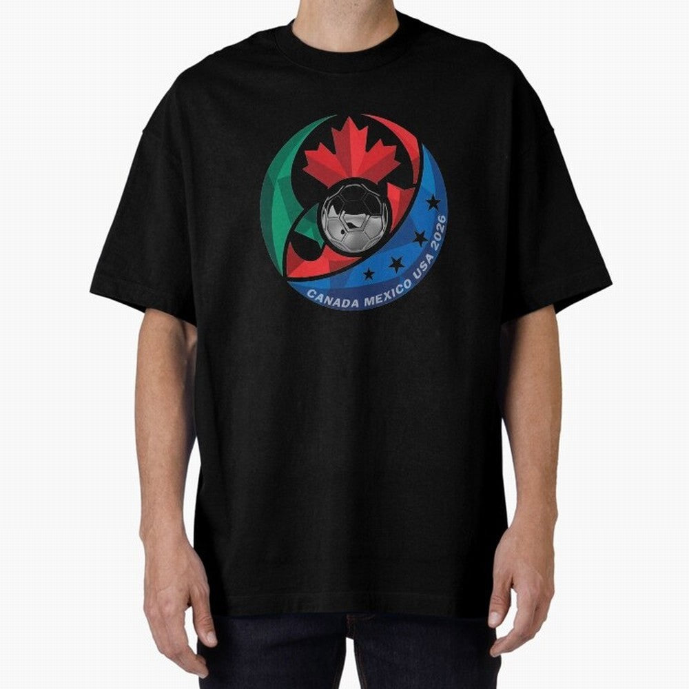 Canada Mexico USA 2026 Round Soccer Emblem Cup T-Shirt_83488590 Oversized T-Shirt Represent Fans Who Live for Global Football Passion for FIFA World Cup 2026 Group Stage, Filled with Cristiano Ronaldo, Haaland and CR7, Germany, Match Day