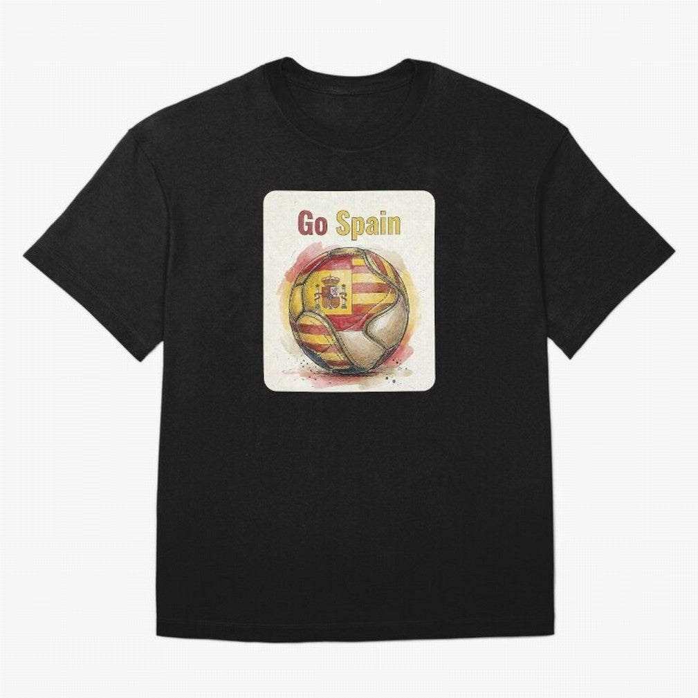 Go Spain Soccer Ball Flag | Canadian Football Fan Graphic Tee Oversized T-Shirt Celebrate Supporters United by the FIFA World Cup 2026 Group Stage Journey through Haaland and Mbappe Highlights, Spain Pride, Soccer Culture, Superstar Moments,