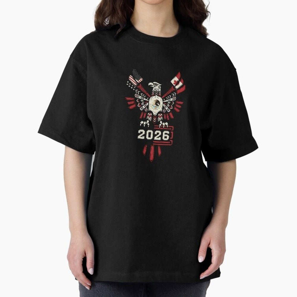 Rise of the North Eagle - Soccer Team Spirit 2026 T-Shirt_82784061 Oversized T-Shirt Make Game Day About FIFA World Cup 2026 Group Stage Centered on Mbappe and Neymar, Spain Energy, Football Passion, Legendary Performances, Festival Vibes and