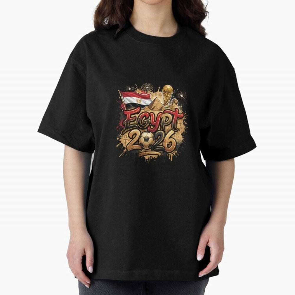 Egypt World Cup 2026 Football Legacy Oversized T-Shirt Join Supporters Worldwide for Global Football Passion for FIFA World Cup 2026 Group Stage, Featuring Cristiano Ronaldo, Haaland and CR7, Spain, Stadium Chants, National Pride, Trophy Dreams and